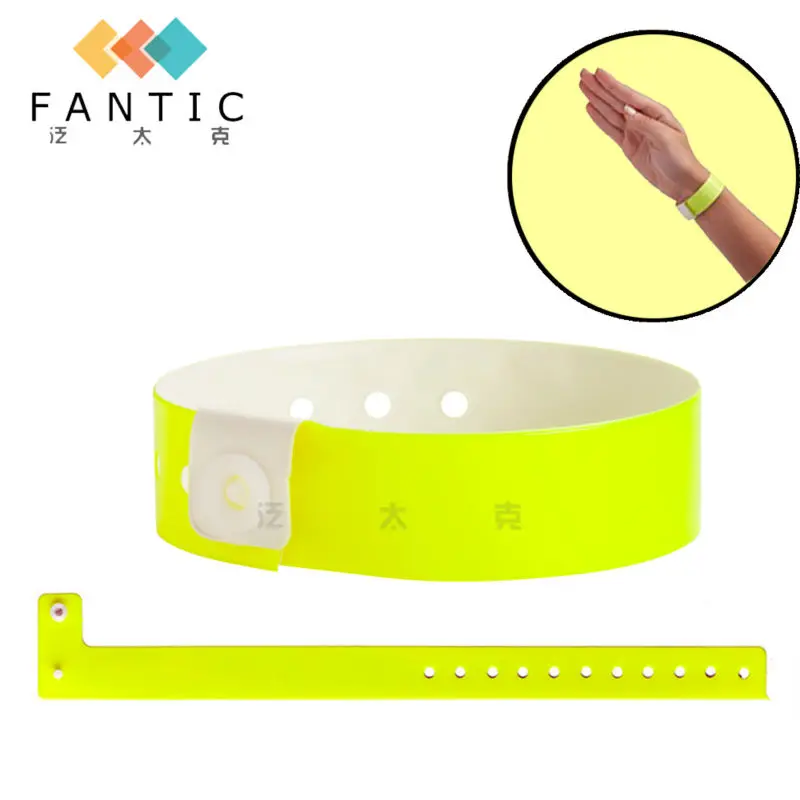 100pcs Wristbands L Shape Vinyl (Plastic) Wristband, yellow festival
