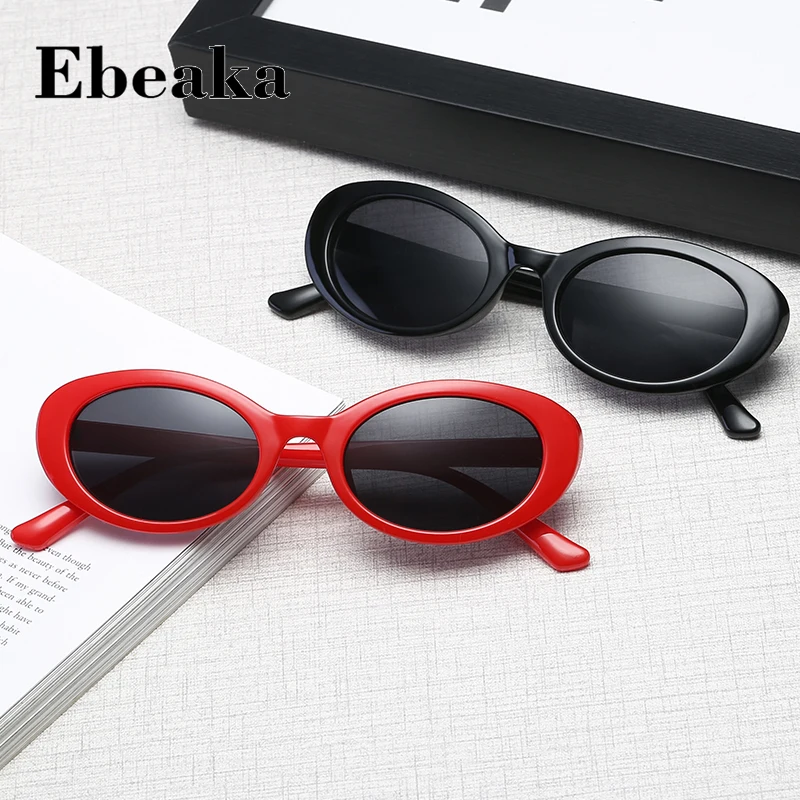 

Ebeaka Women Goggles Glasses oval Sunglasses Female Male Oval Sun Glasses Black Red Eyewear UV400