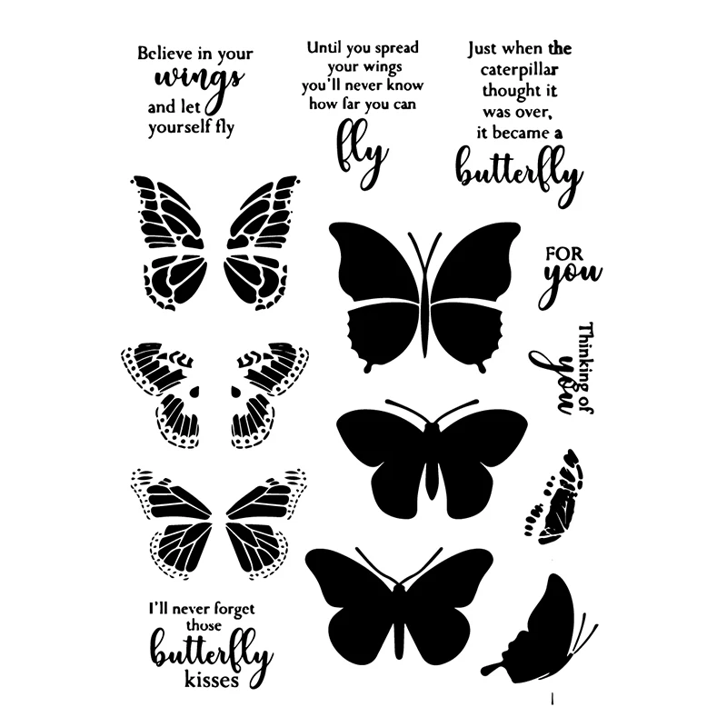 

AZSG Beautiful Butterflies Clear Stamps For DIY Scrapbooking Decorative Card making Craft Fun Decoration Supplies 10x10cm