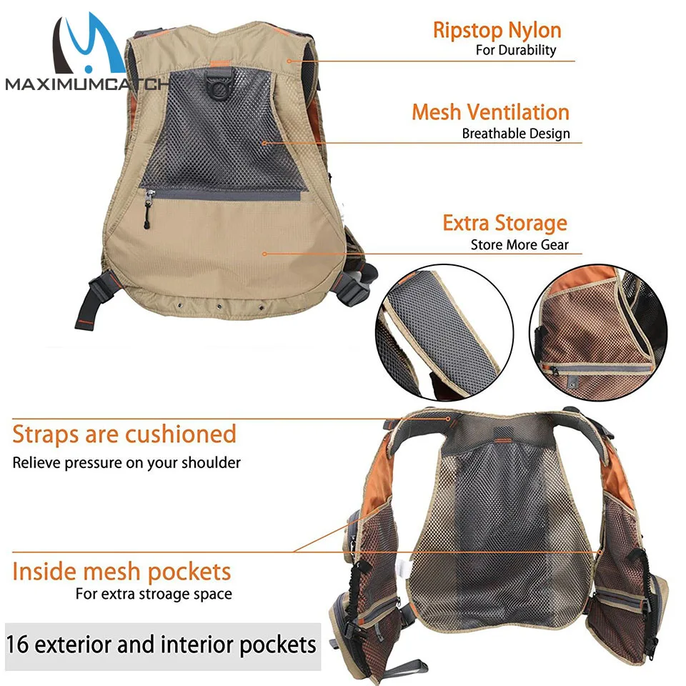 Colete de Pesca com Bolsos Ajustável-tamanho de Malha Mochila de Pesca com Mosca Jaqueta de Pesca Maximumcatch Multifuncionais Fly 10 Maximumcatch fly colete de pesca com bolsos