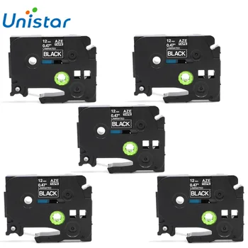 

Unisatr 5pcs TZe335 Label Tapes Compatible for Brother P-touch Tape 12mm White on Black for Brother TZe Tapes TZ-335 TZe-335