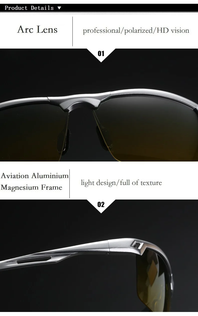 YSO солнцезащитные очки Для Мужчин Поляризованные UV400 алюминия и магния рамки HD Ночное видение вождения очки без оправы аксессуар для Для мужчин 8550