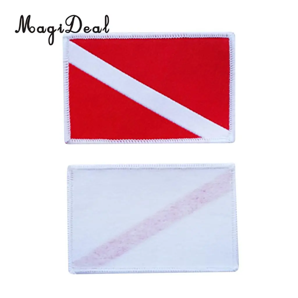 MagiDeal 2 Pieces Scuba Diving Flag Patch Backpack Badge Sew On Embroidered Patches SCUBA Snorkeling Swimming Diving Accessories