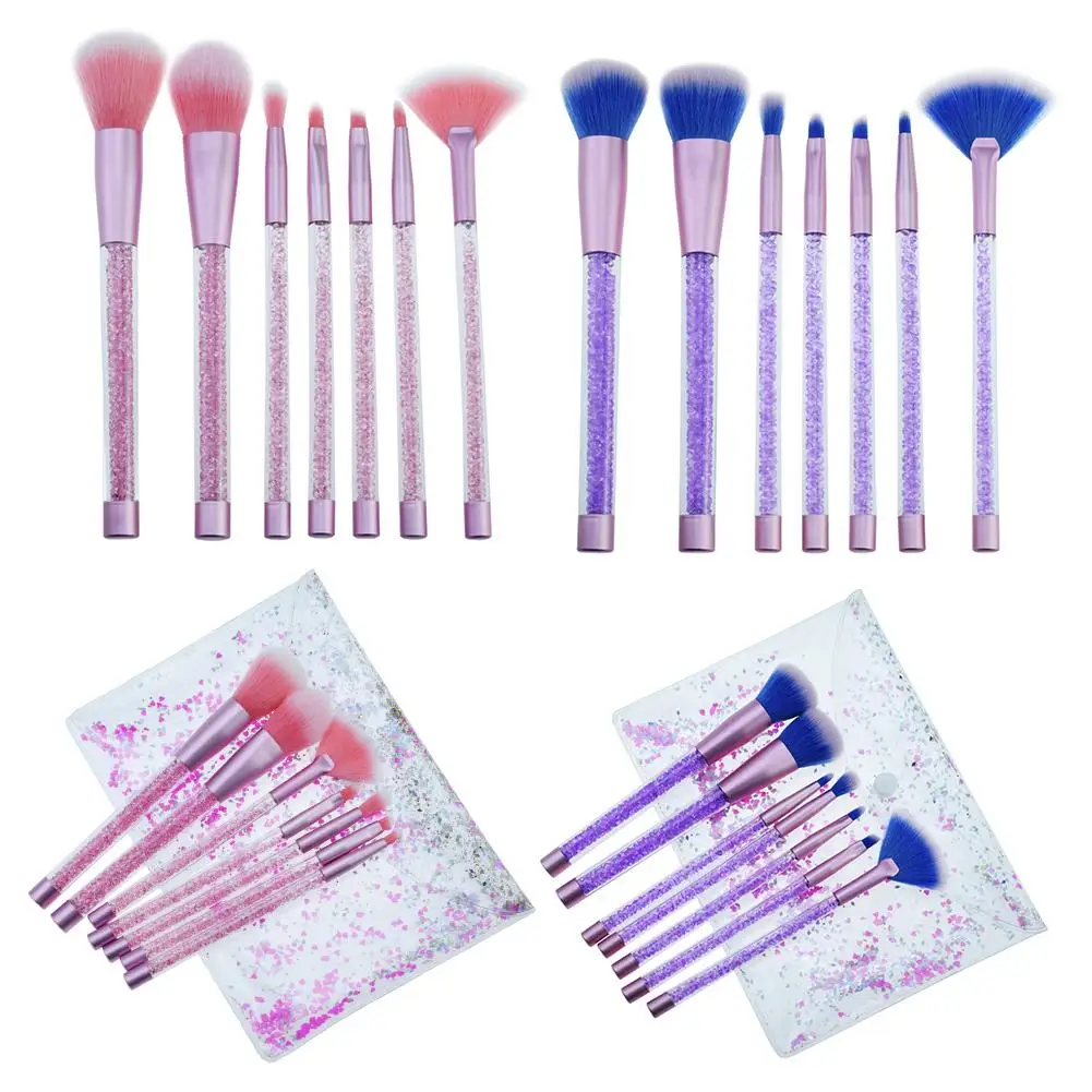 Beautiful  Makeup Brush Eye Shadow Brush Foundation Brush Set with Crystal Rhinestone Quick Sand Shaped Handle For Woman