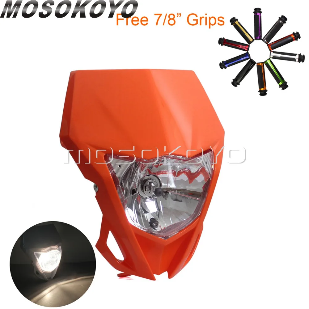 

Orange Motocross Dirt Bike Headlight 12V 35W Head Lamp for KTM EXC SMR MXC XC-W with 7/8" Grips