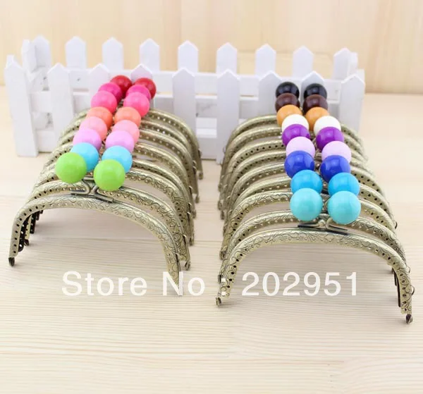

10pcs High Quality 12CM Candy Ball Bronze Metal Purse Frame Completed Holes ,Mixed color wholesale ,Freeshipping