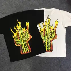 ASTROWORLD с изображением Трэвиса Скотта футболка для мужчин женщин ход мой пламенный кактус уличная летняя футболка Harajuku хлопок ASTROWORLD