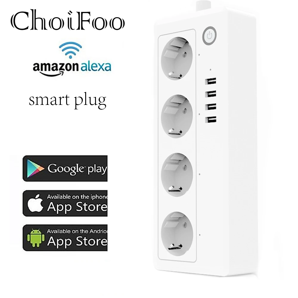 

Socket Plug Timing Remote Control WiFi 4-Outlet Power Strip work with Amazon alexa, Google Home, IFTTT For Smart Home Automation