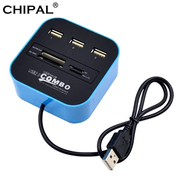 

CHIPAL 10PCS Multi Function USB HUB Splitter Combo 3 Port USB 2.0 Card Reader Support Micro SD TF M2 MS MMC Card All in 1