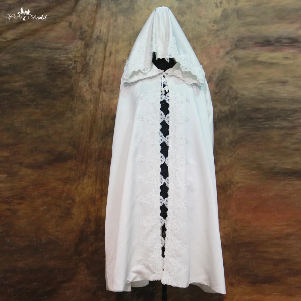 

RSJ106 Satin Winter Hooded Long Wedding Capes