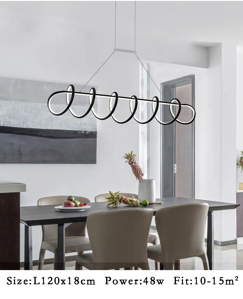 Luzes para Sala de Estar Sala de Jantar Novo Estilo Preto Branco Moderno Led Pingente Acrílico Lâmpadas Casa Design Ac110v 220 v - 14 Novo estilo pretobranco moderno led pingente luzes