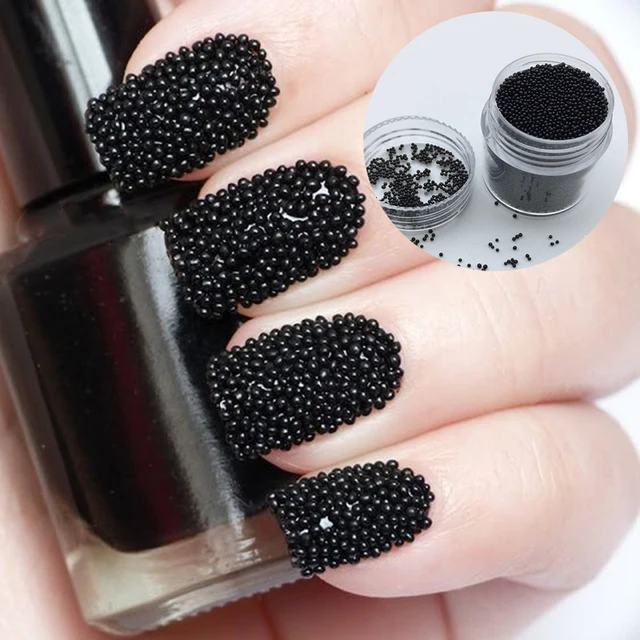 10g/box New Nail Design Nail Beads Studs Black Color Caviar Beads 10g/box New Nail Design Nail Beads Studs Black Color Caviar Beads for Nails 3D Manicure Decorations Nail Art Supplies DR118 - 10g/box New Nail Design Nail Beads Studs Black Color Caviar Beads