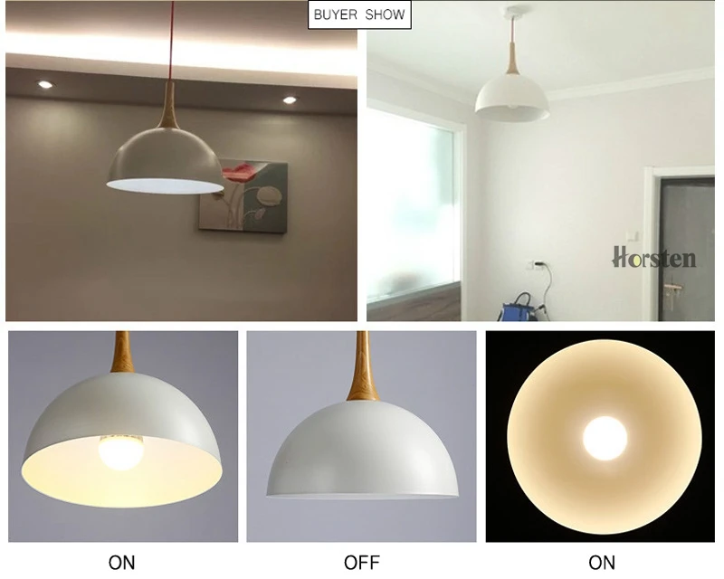 Horsten Nordic Simple Modern Pendant Lights Wood Aluminum Lampshade Industrial Lighting Loft Dining Room Pendant Lamp E27 (20)
