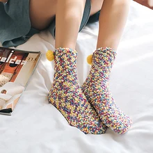 4 пары рождественских носков для женщин, теплые толстые повседневные короткие носки для девочек, Разноцветные носки, зимние пушистые носки, Meias Calcetines