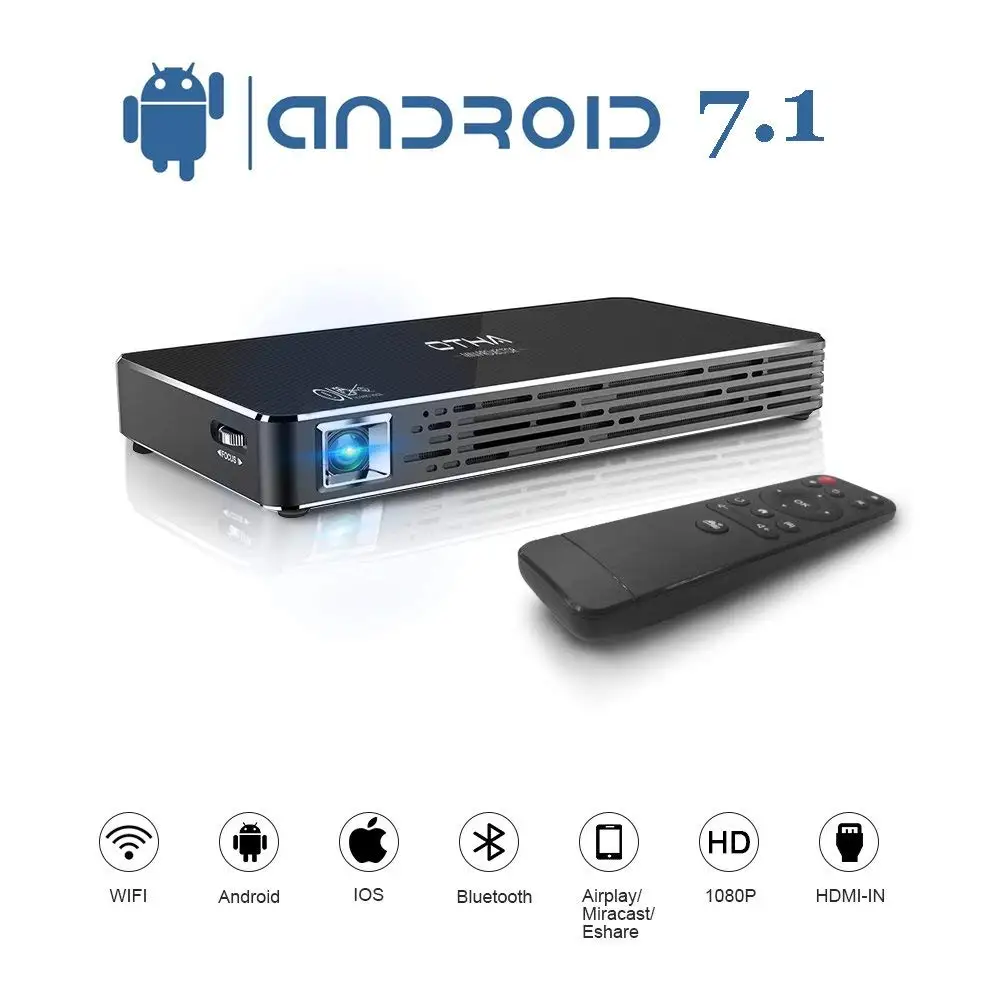 

OTHA Pico Portable Android 7.1 Video DLP Projectors Max 120" Display Smart Mobile Mini Projector Gaming or Outdoor Camping