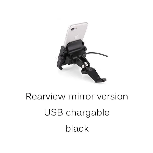 Мотоциклетный держатель для телефона с поддержкой руля заднего вида, байкерское крепление на 360 градусов, подставка для iPhone 8 7 6s Plus, Xiaomi, gps - Цвет: mirror chargable B