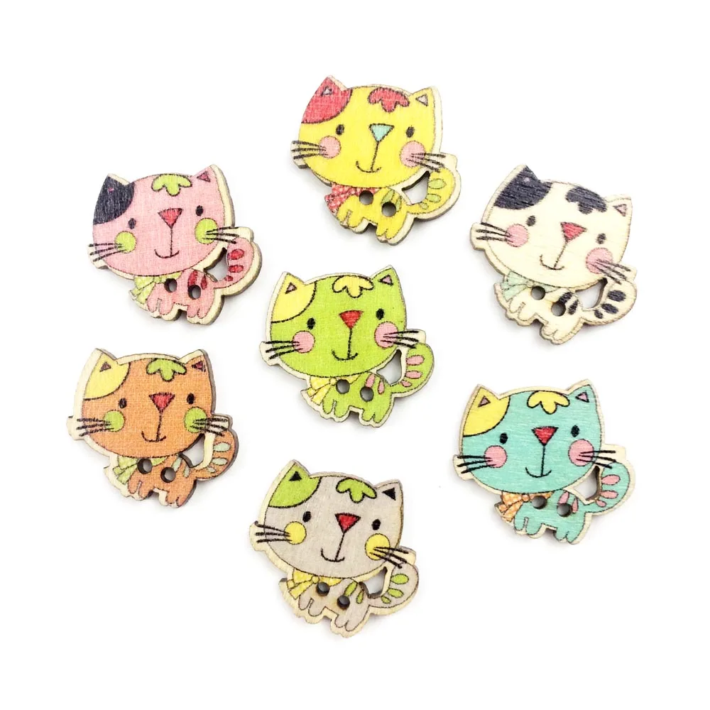 50Pieces Vintage Cat Animal Buttons For Clothing Scrapbooking