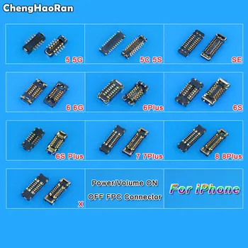 

ChengHaoRan Power Volume On Off FPC Connector Plug On Motherboard Replacement for iPhone 5 5C 5S SE 6 6S 7 8 Plus X