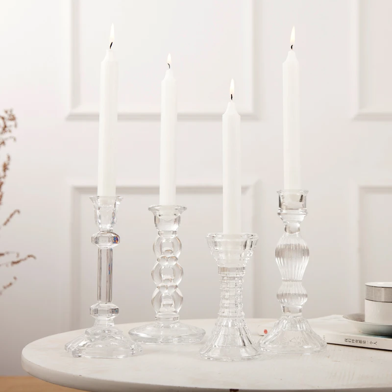 Elegant Wedding Favors Crystal Accents Glass Stick Candle Holder Home Tabletop Decor Candlestick Holders Pair Elegant Wedding Favors Crystal Accents Glass Stick Candle Holder Home Tabletop Decor Candlestick Holders Pair