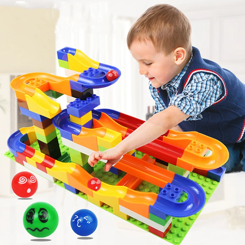 52 208 PCS Duplo Marble Race Run Maze Ball Track Building Blocks Funnel