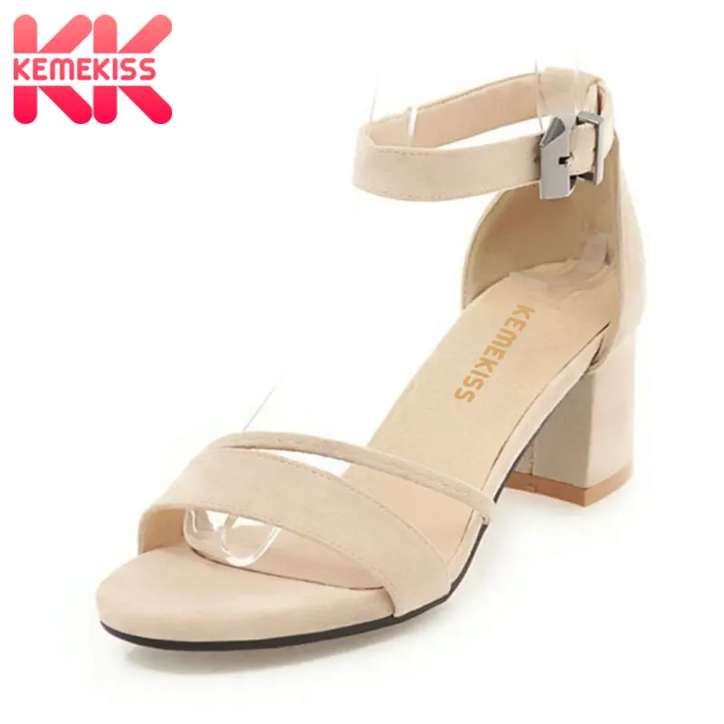 

KemeKiss Size 32-43 Korean Women High Heel Sandals Simple Open Toe Ankle Strap Sandals Summer Daily Club Shoes Women Footwear