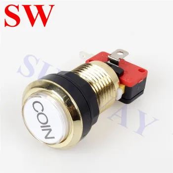

10PCS Arcade Buttons/ Gold Plated 5V / 12V LED Illuminated Push Button/CHROME Plated Coin Start Buttons with Mircoswitch
