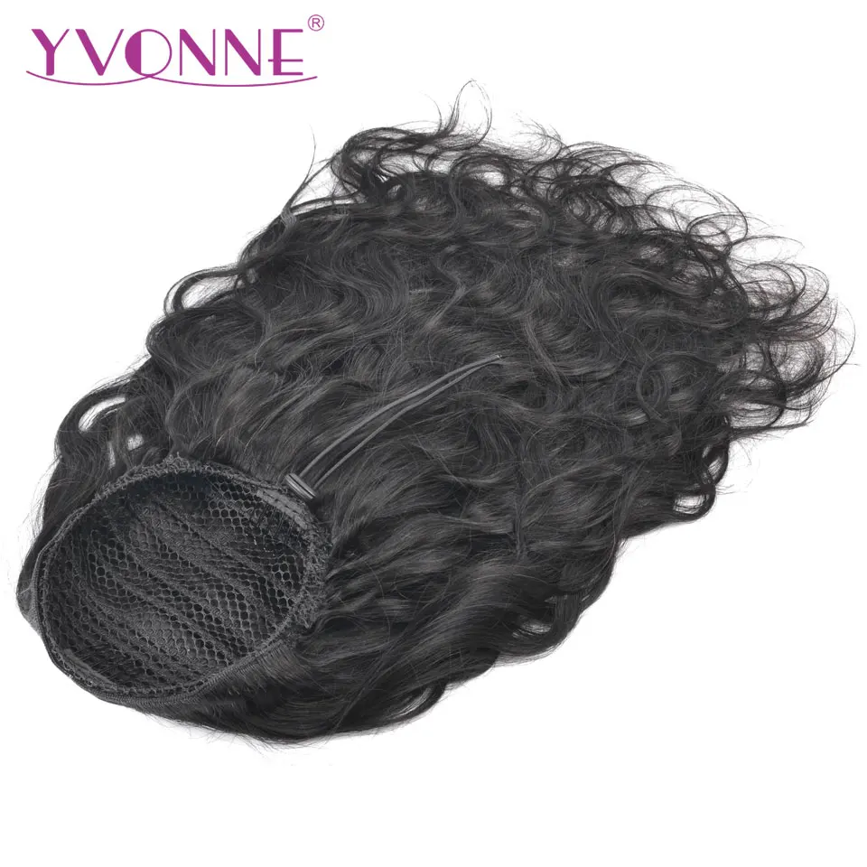 

Yvonne Drawstring Ponytail Human Hair Clip In Extensions Virgin Hair Brazilian Body Wave Natural Color 1 Piece