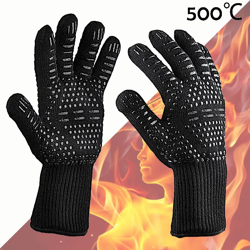 NMSafety Heat Resistant Oven Kitchen BBQ Glove With Lining Cotton For Cooking Baking Grilling Oven Mitts Gloves