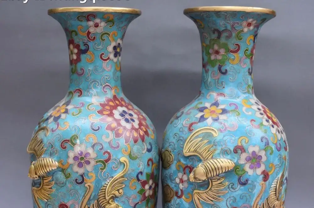 Cloisonne Эмаль позолоченный Пион цветок Летучая мышь летучие мыши Животное Цветок