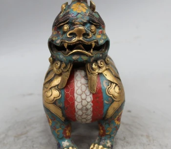 

Old Marked Chinese Bronze Cloisonne Foo Dog Lion Statue Incense Burner Censer