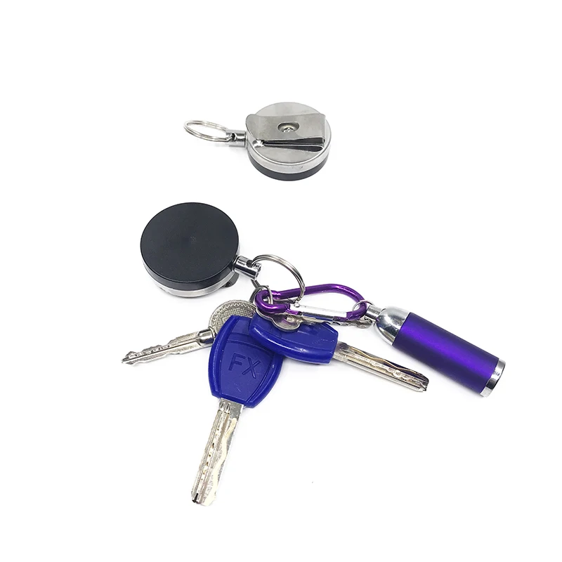 High Resilience Steel Wire Rope Chain Recoil Metal Retractable Key Alarm Ring Anti Lost Keychain Badge Reel Belt Clip | Спорт и