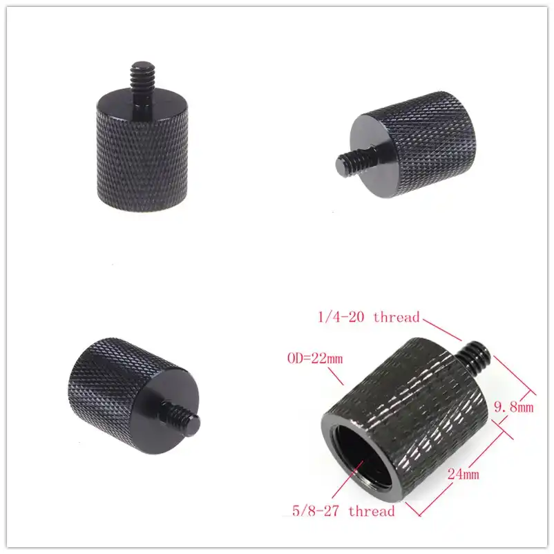 Black YUIO® Aluminum Alloy 5/8 to 1/4 Adapter Screws Mic Converter Microphone Bracket Conversion Three Tripod Adapter Portable 