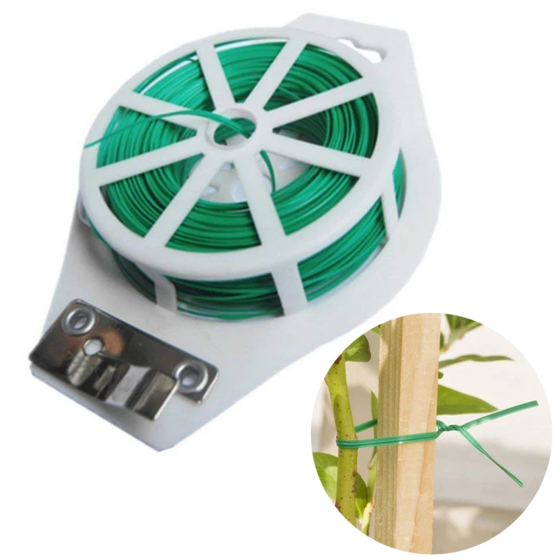 

Garden Coated Twist Wire String Tie Plant Support Plastic Strap Cables Garden Plant Support Wire Cable Reel With Cutter
