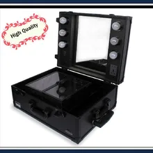 DHL Макияж Дело Профессиональный Алюминий косметичка с макияж окно трамвая света случае