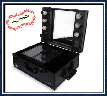 

DHL Free Shipping makeup case professional Aluminum Cosmetic case with trolly makeup box light case