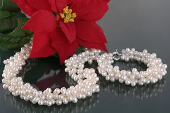 

women Fashion Jewelry Lovely Natural 6-7mm pearl sets 17"necklace& 7.5"bracele