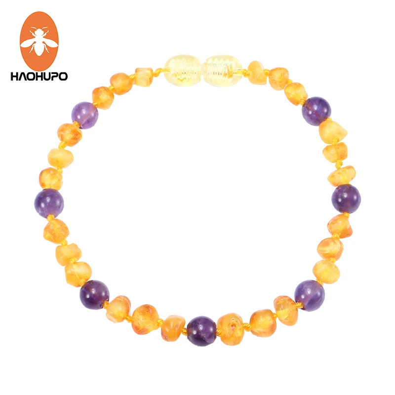 Haohupo Bracelet Collier D Ambre Brut Avec Amethyste Pour Bebe Perles D Ambre Irregulieres Naturelles Authentiques Bijoux Pour Enfants Femmes Aliexpress