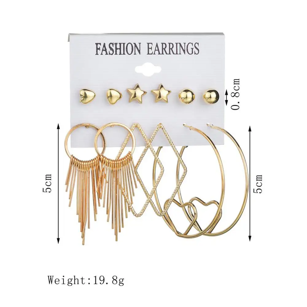

Nuevo estilo Punk creativo pendientes de borla de círculo grande 6 pares de pendientes de moda pendientes para mujer 2019 declaración #4J03