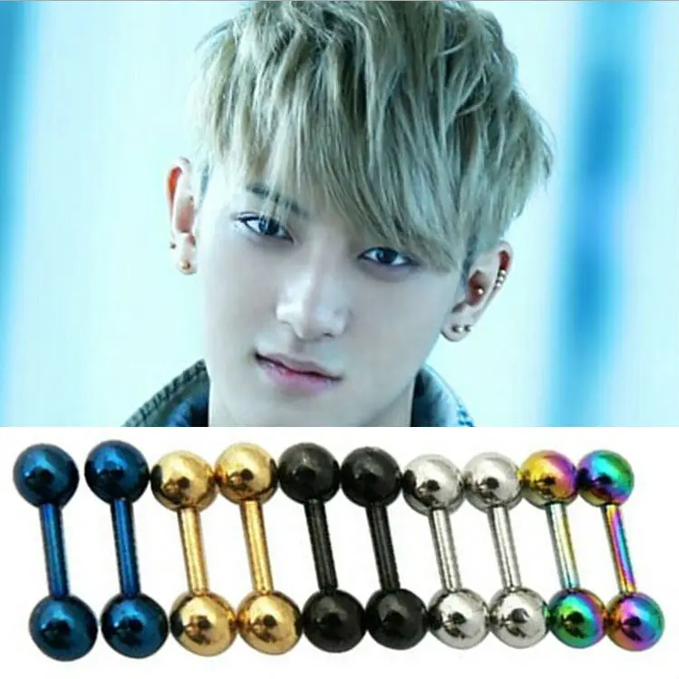 

Women Lip new Surgical Stainless Steel stud earring ROCK Male Tragus Earrings Gold Ball Spike Helix Bar Body Piercing Jewelry
