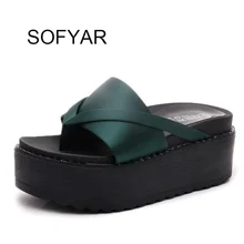 2017 frauen Flip flop weibliche pantoffel hause high heels t gebunden grüner feststoff wndges schuhe hochhackigen sandalen schuhe strandhefterzufuhr
