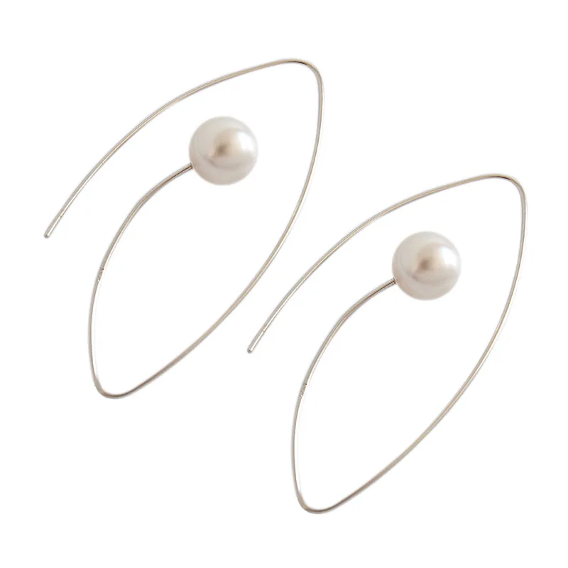 

Simple Geometric Shell Pearl 925 Sterling Silver Hoop Earrings