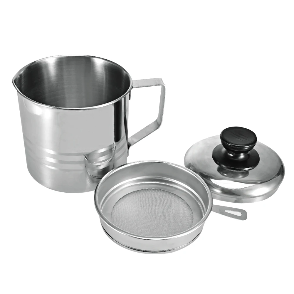 

Functional Kitchen Filter Cup Stainless Steel Oil Strainer Orange/Lemon Fruit Filters with Handle Lid Soy Milk Storage Container