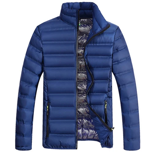 Осенне-зимние легкие куртки мужские хлопчатобумажная с мягкой набивкой парка мужские пальто Верхняя одежда ветровки Мужская брендовая одежда jaqueta masculino - Цвет: Blue FY1611