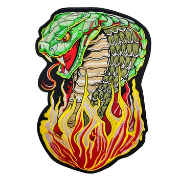 

Snake Patch Shape Custom Cool Clothing Application Biker Jacket Vest Sticker Clothes Iron-On Embroidered Iron Patch For Clothing
