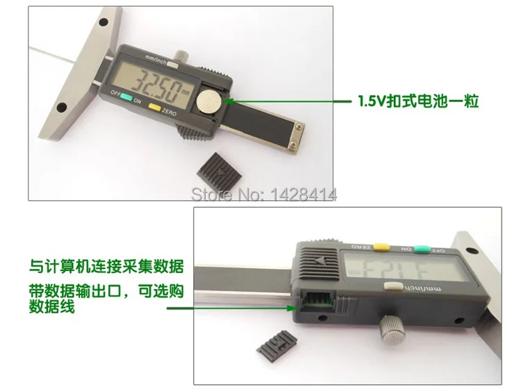 0-150 мм* 3 мм Цифровой глубиномер с тонкий стержень Электронные Цифровые датчики глубины с 2 монтажными отверстиями на базе и ручка с тонким стержнем