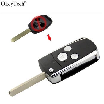 

Okeytech 3 Buttons Modified Remote Flip Folding Key Shell Case Keyless Fob Cover Replacement For Honda CRV Fit Accord Pilot New