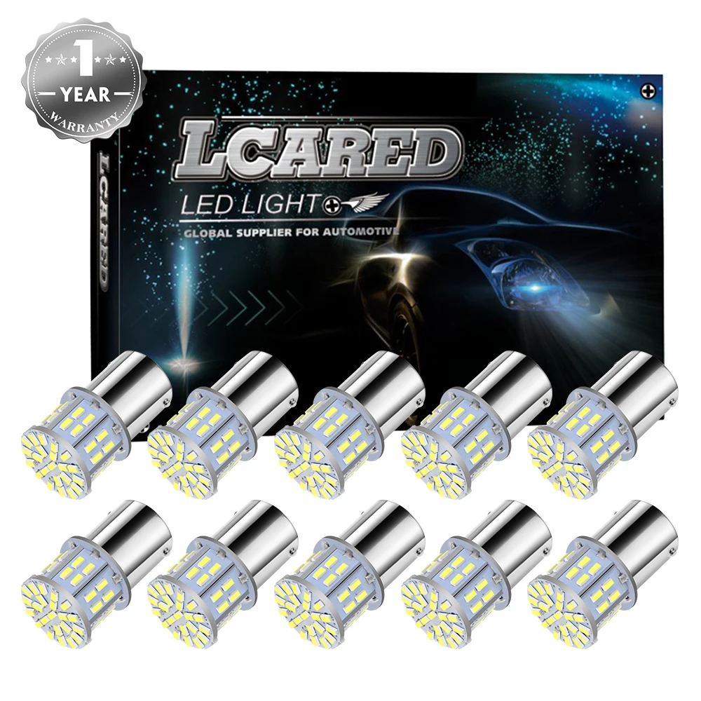 

10 pcs Super Bright BA15S 1156 P21W 50SMD 1206 12V 3014 50 Led SMD Car Brake Light Turn Signals Rear Parking Reverse Lamps