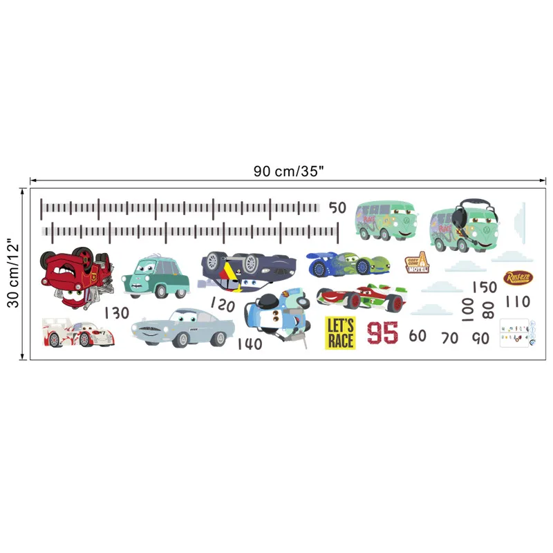 Наклейки на стену с мультяшным автомобилем для детской комнаты, для измерения роста, для мальчиков, для спальни, для украшения, для роста, для росписи, художественные наклейки, для детской комнаты