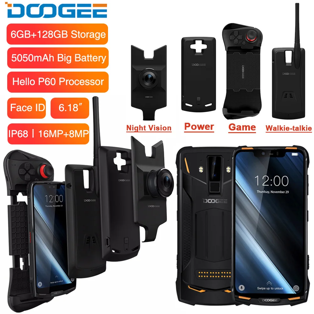 DOOGEE S90 IP68/IP69K Helio P60 Octa Core Mobile Phone 6.18inch Display 5050mAh 6GB 128GB Android 8.1 16.0M Camera Smartphone