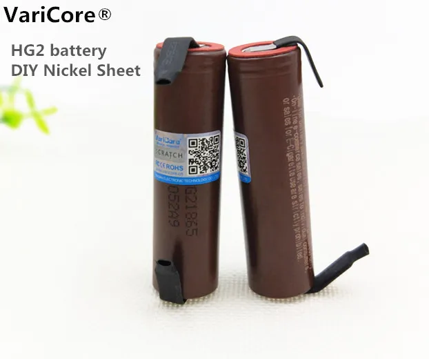 2 pcs. Varicore Hg2 18650 3000 mAh Electronic Cigarette Rechargeable Battery High-discharge 30A high current + DIY nicke (weldi |